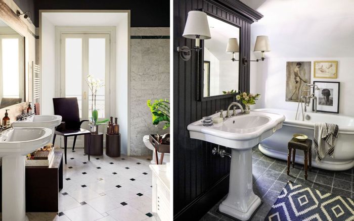 Black and white small bathroom decor